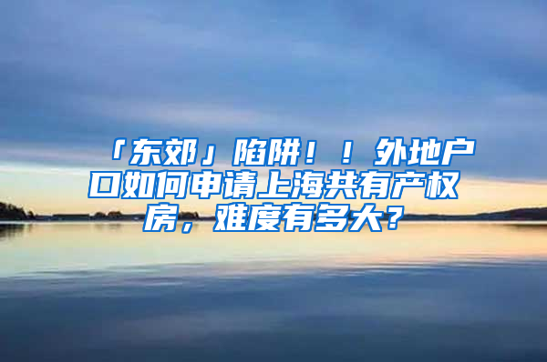 「東郊」陷阱??！外地戶口如何申請上海共有產(chǎn)權房，難度有多大？