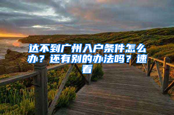 達不到廣州入戶條件怎么辦？還有別的辦法嗎？速看