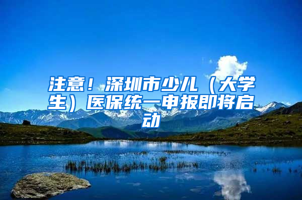 注意！深圳市少兒（大學生）醫(yī)保統(tǒng)一申報即將啟動