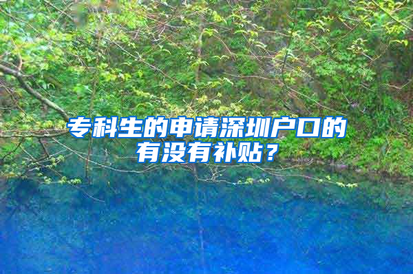 ?？粕纳暾?qǐng)深圳戶口的有沒有補(bǔ)貼？