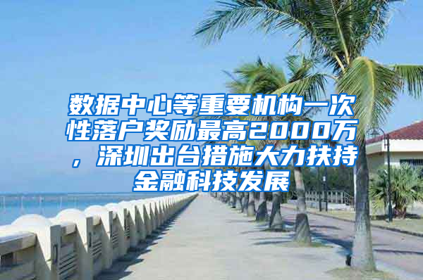 數(shù)據(jù)中心等重要機(jī)構(gòu)一次性落戶獎勵最高2000萬，深圳出臺措施大力扶持金融科技發(fā)展