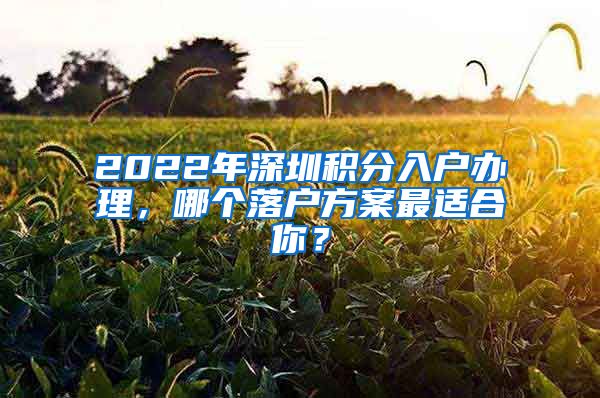 2022年深圳積分入戶辦理，哪個落戶方案最適合你？