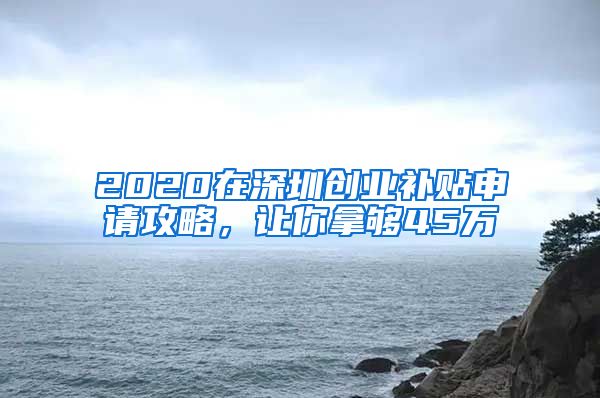 2020在深圳創(chuàng)業(yè)補貼申請攻略，讓你拿夠45萬