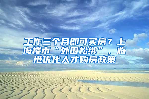 工作三個(gè)月即可買(mǎi)房？上海樓市“外圍松綁”，臨港優(yōu)化人才購(gòu)房政策