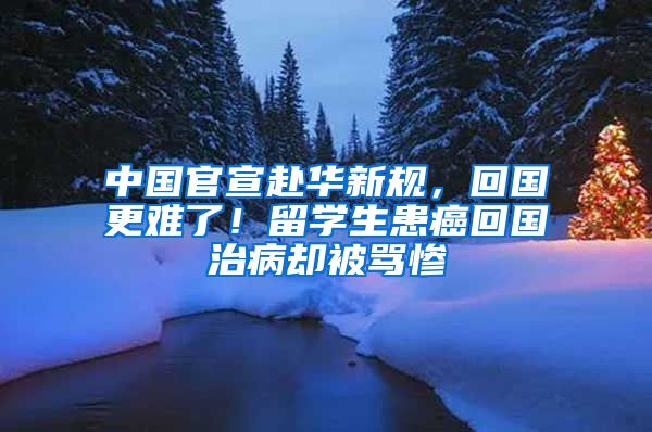 中國官宣赴華新規(guī)，回國更難了！留學(xué)生患癌回國治病卻被罵慘