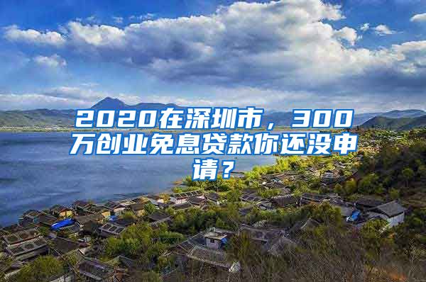 2020在深圳市，300萬創(chuàng)業(yè)免息貸款你還沒申請？