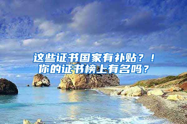 這些證書國家有補(bǔ)貼？！你的證書榜上有名嗎？