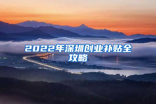 2022年深圳創(chuàng)業(yè)補貼全攻略