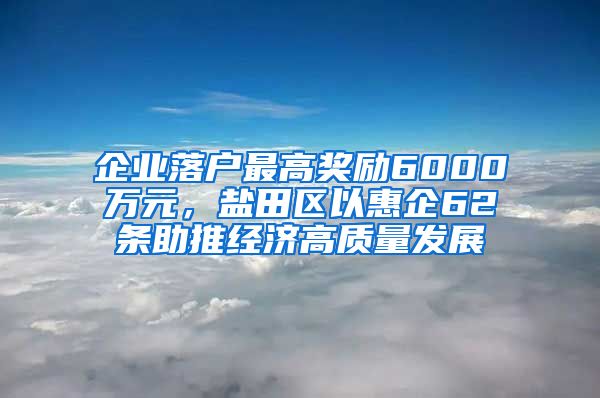 企業(yè)落戶最高獎勵6000萬元，鹽田區(qū)以惠企62條助推經(jīng)濟高質(zhì)量發(fā)展