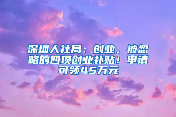 深圳人社局：創(chuàng)業(yè)，被忽略的四項(xiàng)創(chuàng)業(yè)補(bǔ)貼！申請(qǐng)可領(lǐng)45萬(wàn)元