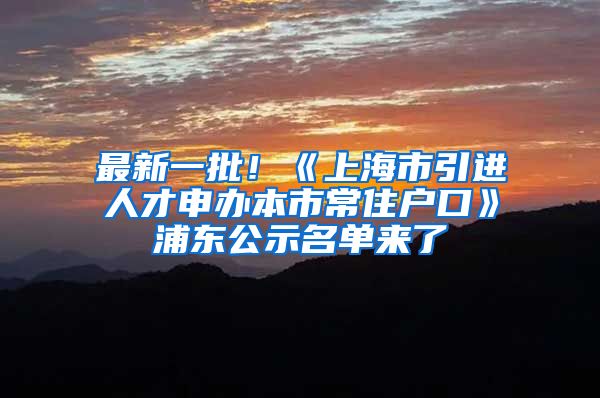 最新一批！《上海市引進(jìn)人才申辦本市常住戶口》浦東公示名單來了