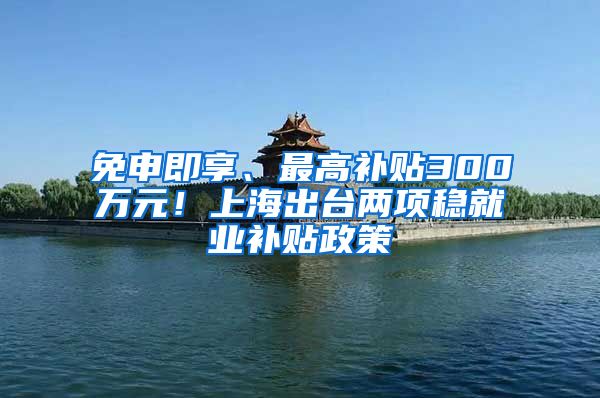 免申即享、最高補貼300萬元！上海出臺兩項穩(wěn)就業(yè)補貼政策