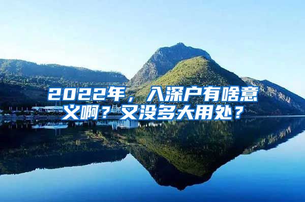 2022年，入深戶有啥意義啊？又沒多大用處？