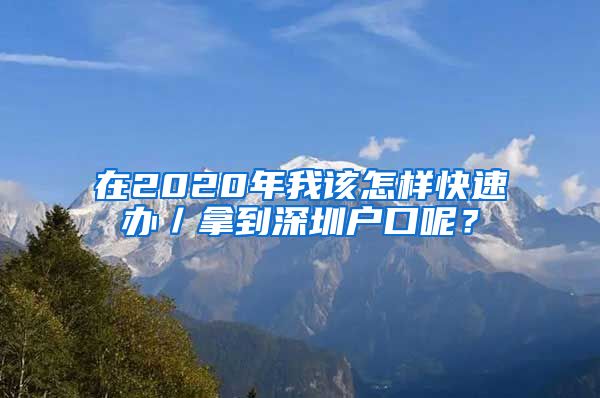 在2020年我該怎樣快速辦／拿到深圳戶口呢？