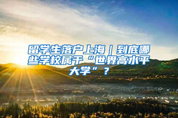 留學生落戶上海｜到底哪些學校屬于“世界高水平大學”？