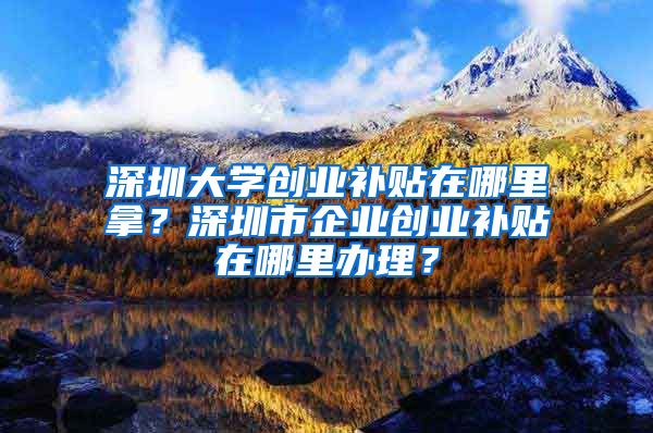 深圳大學(xué)創(chuàng)業(yè)補貼在哪里拿？深圳市企業(yè)創(chuàng)業(yè)補貼在哪里辦理？