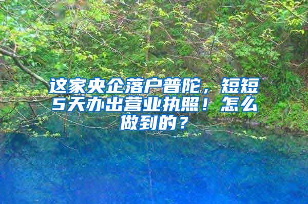 這家央企落戶普陀，短短5天辦出營業(yè)執(zhí)照！怎么做到的？