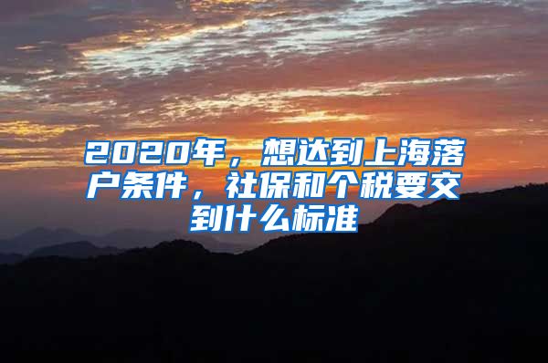 2020年，想達(dá)到上海落戶(hù)條件，社保和個(gè)稅要交到什么標(biāo)準(zhǔn)