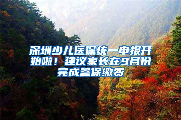 深圳少兒醫(yī)保統(tǒng)一申報開始啦！建議家長在9月份完成參保繳費