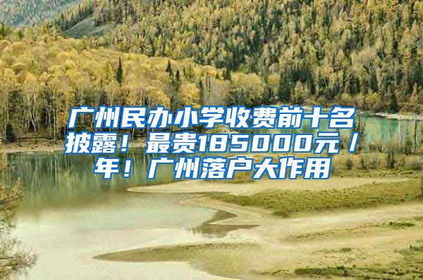 廣州民辦小學收費前十名披露！最貴185000元／年！廣州落戶大作用